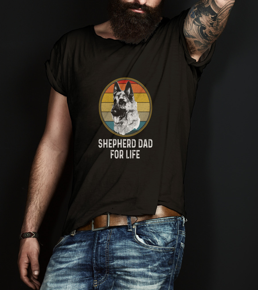 Shepherd Dad For Life German Shepherd Retro T-Shirt