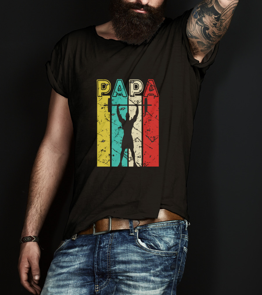 PAPA Weightlifting Silhouette Retro Colors T-Shirt