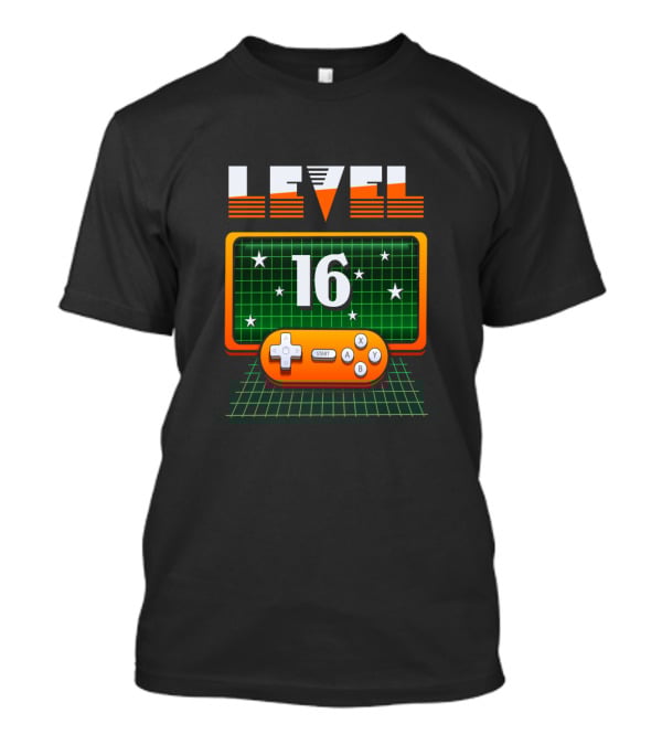 Level 16 Birthday Video Games Controller Grid T-Shirt