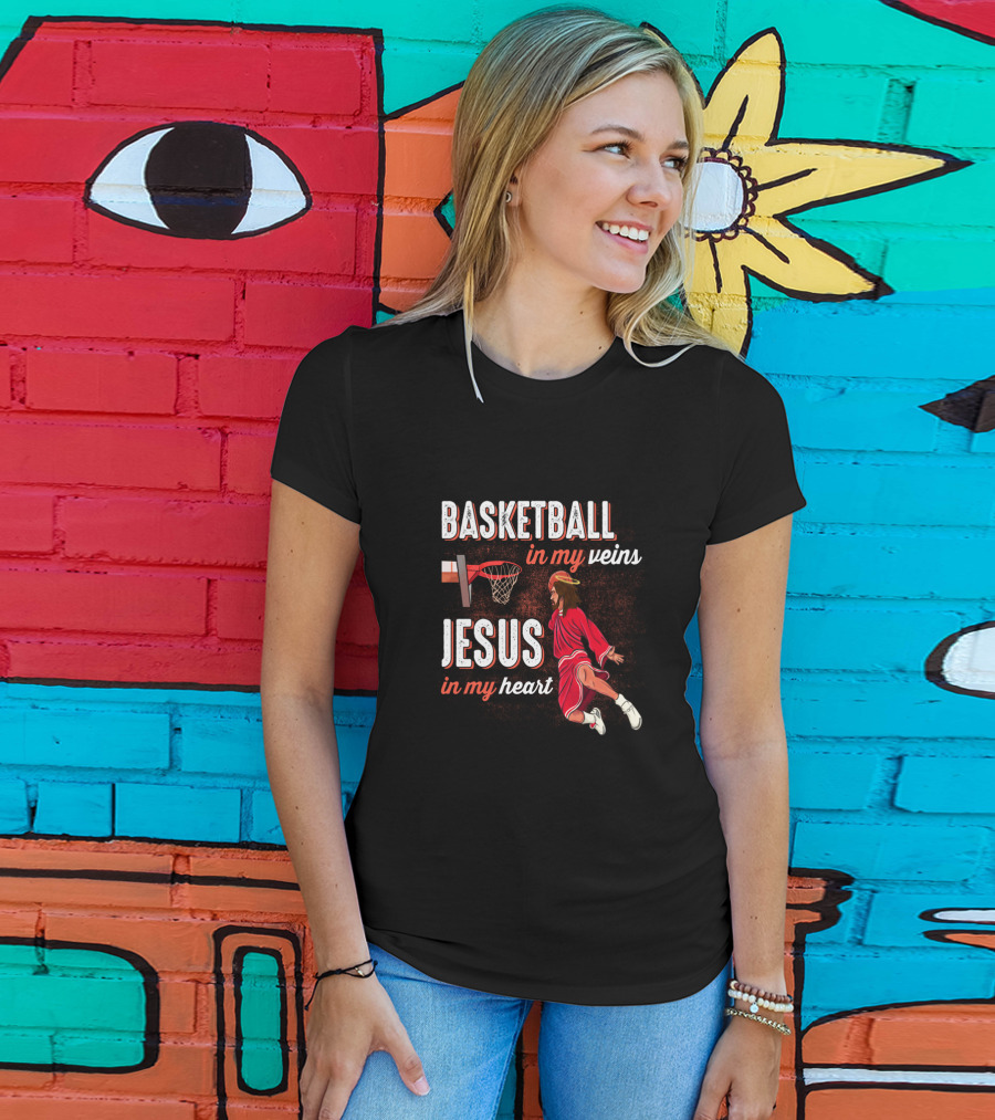 Basketball In My Veins Jesus In My Heart Dunking Player T-Shirt