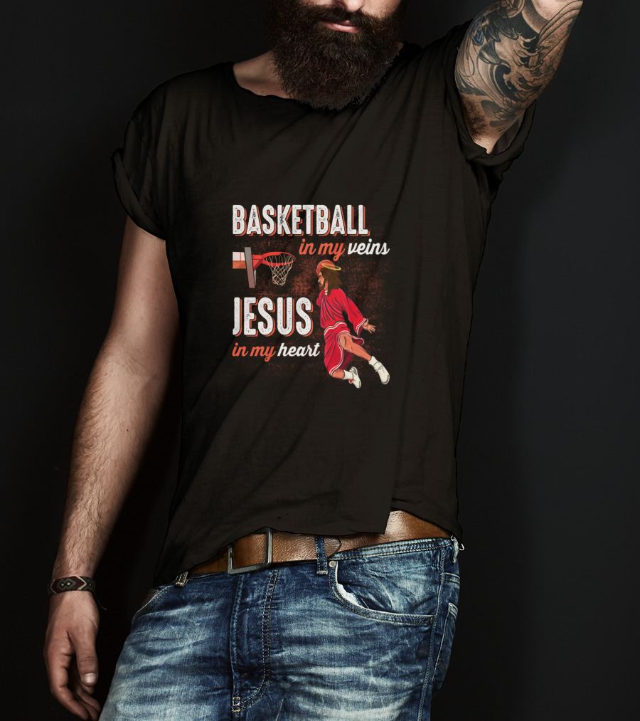 Basketball In My Veins Jesus In My Heart Dunking Player T-Shirt