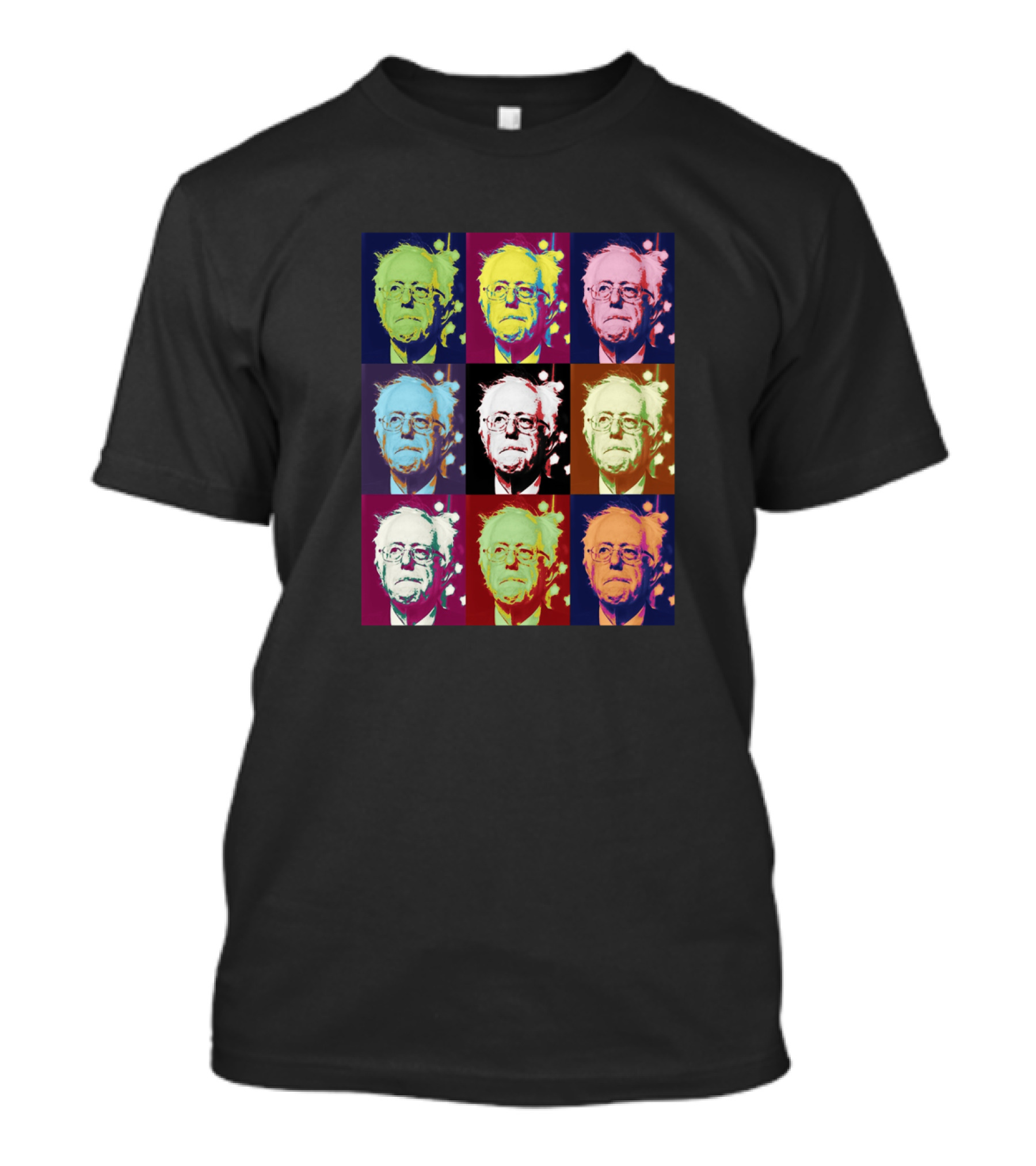 Bernie Superstar Pop Art Style Multicolor Faces T-Shirt