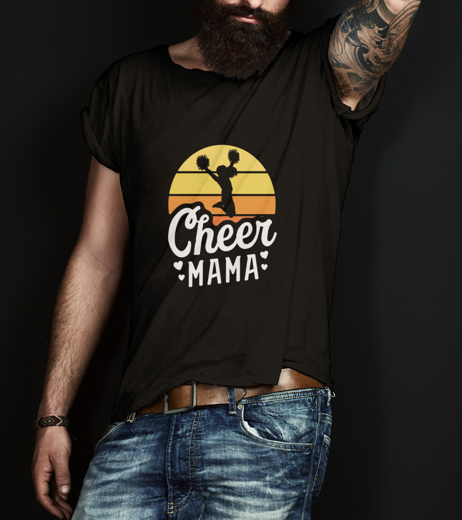 Retro Sunset Cheer Mama Cheerleader Mom T-Shirt