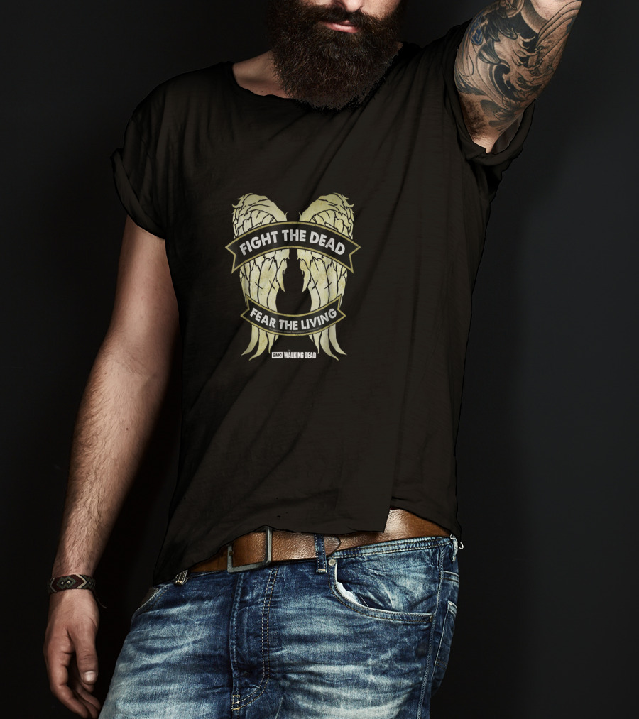 Fight The Dead Fear The Living Walking Dead Daryl Dixon Wings T-Shirt