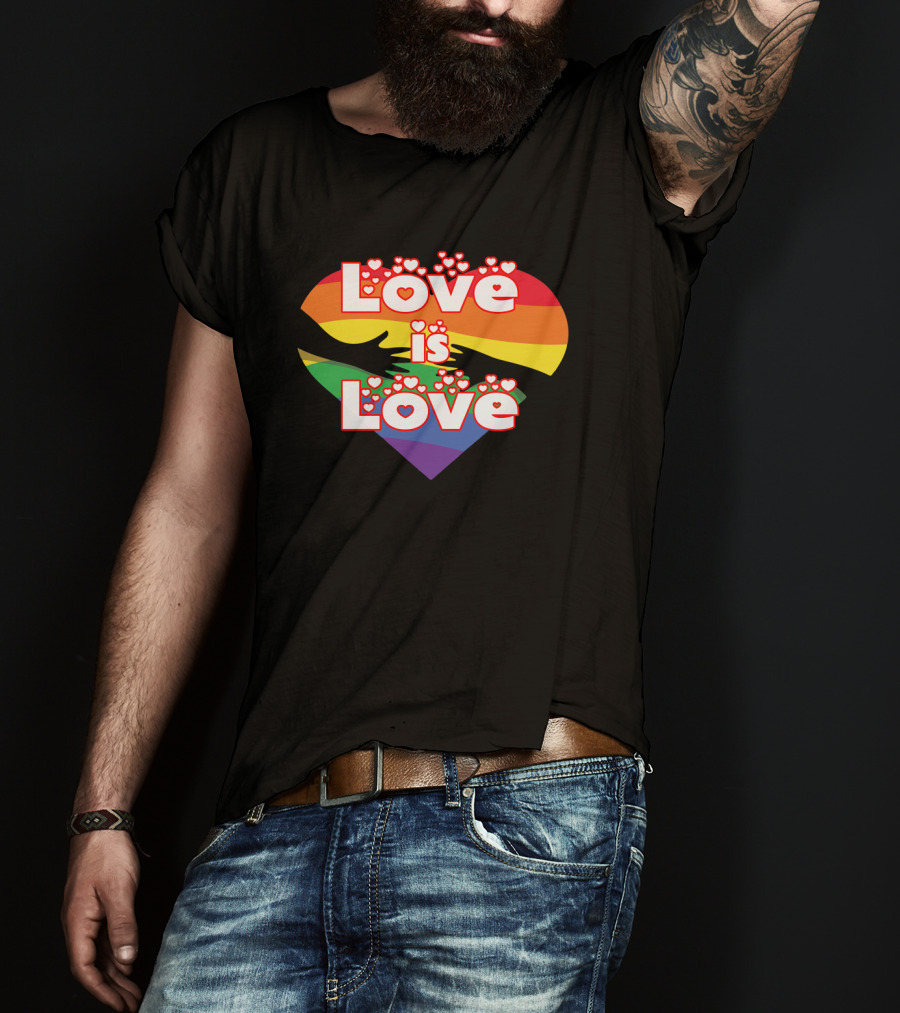 Love Is Love Hands Rainbow Flag Heart T-Shirt