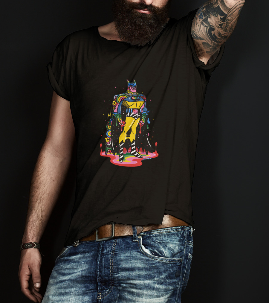 Batman Doodle Rainbow Batman Colorful Dripping Cape And Suit T-Shirt