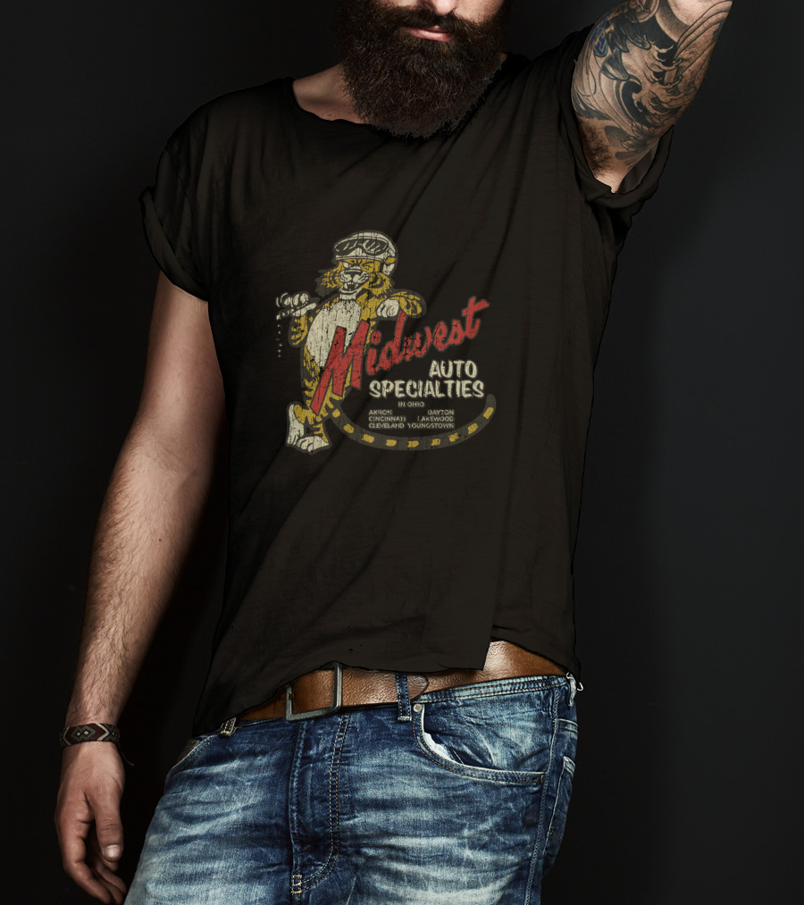Midwest Auto Specialties Akron Cincinnati Cleveland Dayton Lakewood Youngstown Tiger Racing T-Shirt