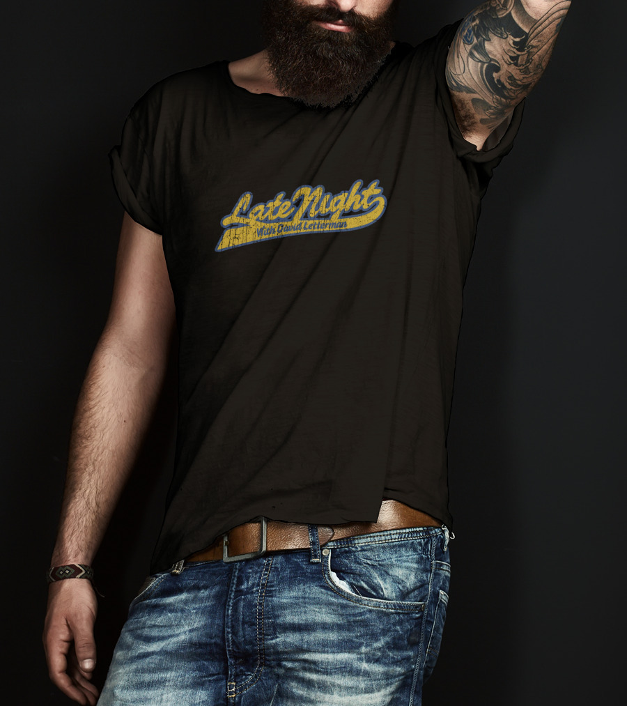 Late Night With David Letterman Yellow Blue Retro T-Shirt