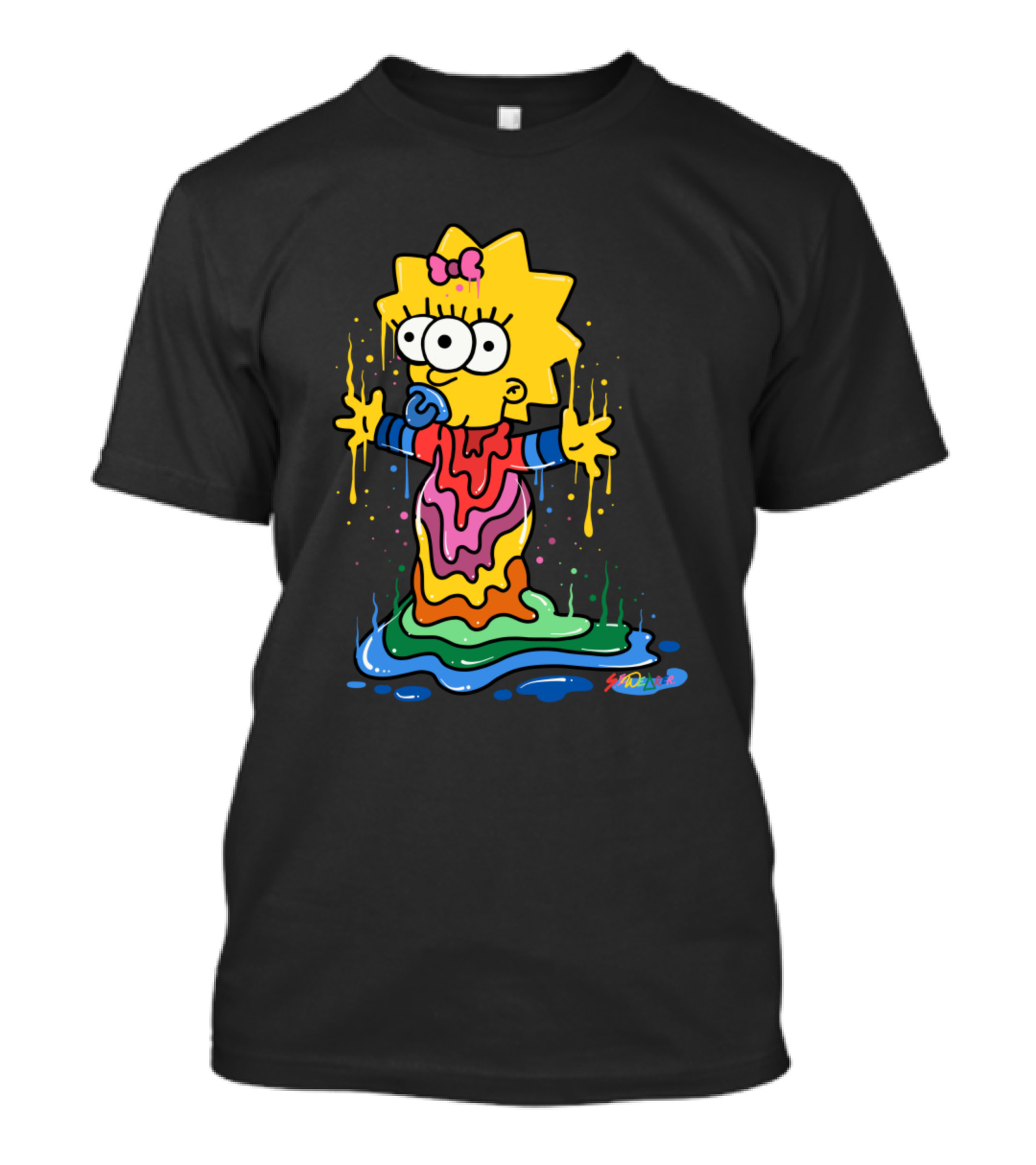Melting Three Eyed Maggie Simpson Dripping Psychedelic Colors By Sh0ck9r T-Shirt