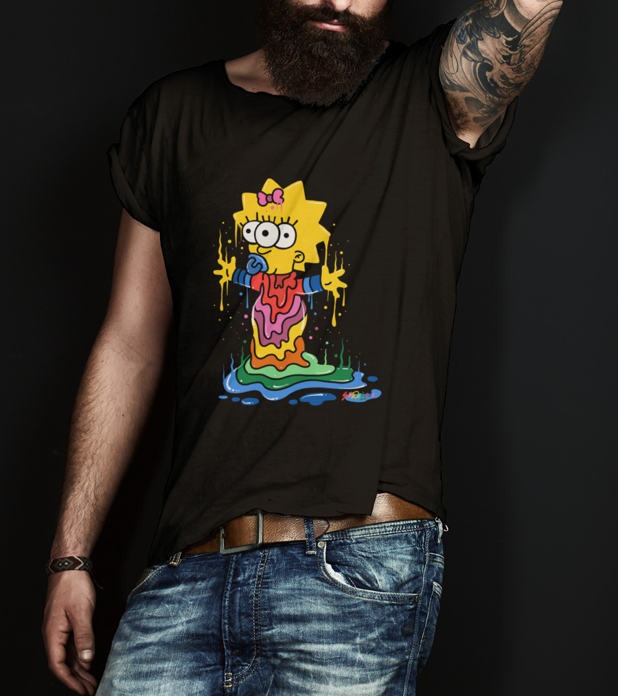 Melting Three Eyed Maggie Simpson Dripping Psychedelic Colors By Sh0ck9r T-Shirt