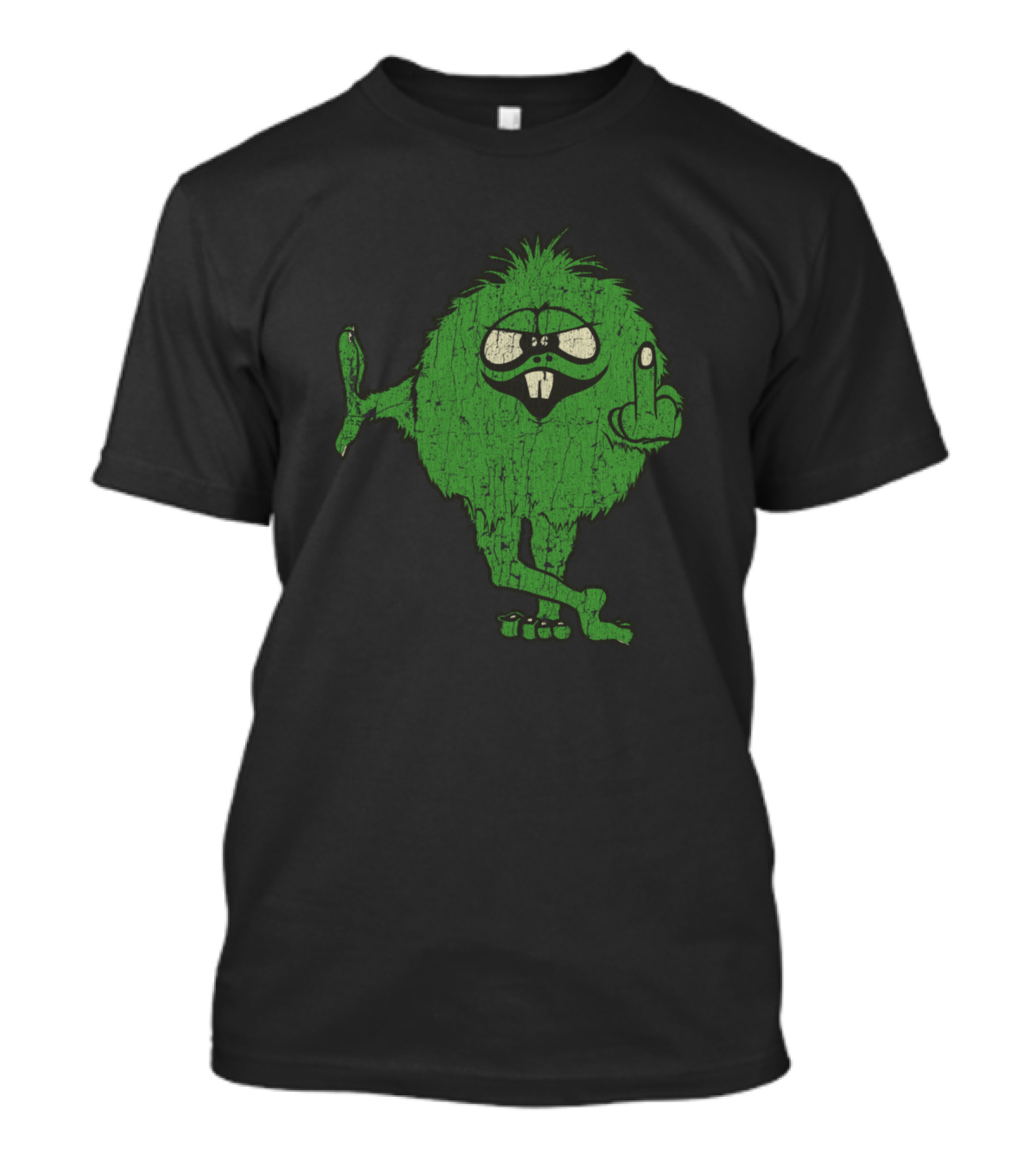 Middle Finger IDGAF Green Monster Sticking Out Tongue T-Shirt
