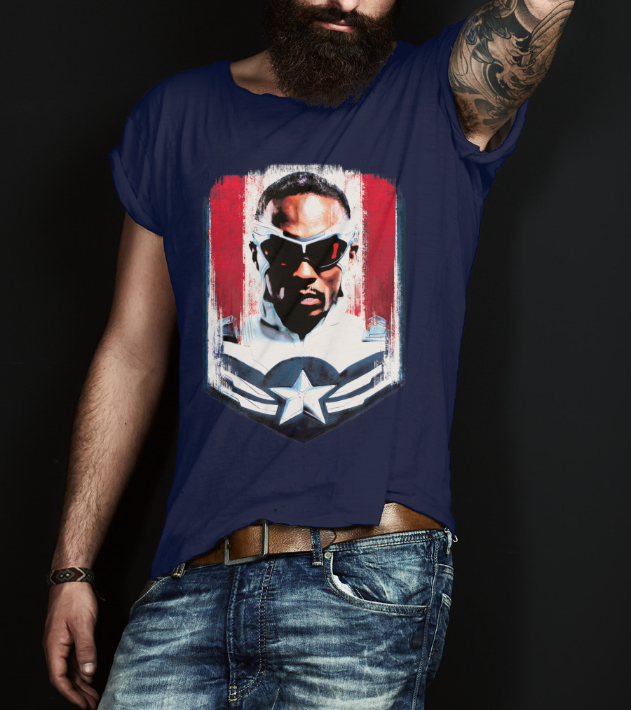 Marvel Captain America Sam Wilson Falcon Soldier Iconic Shield T-Shirt