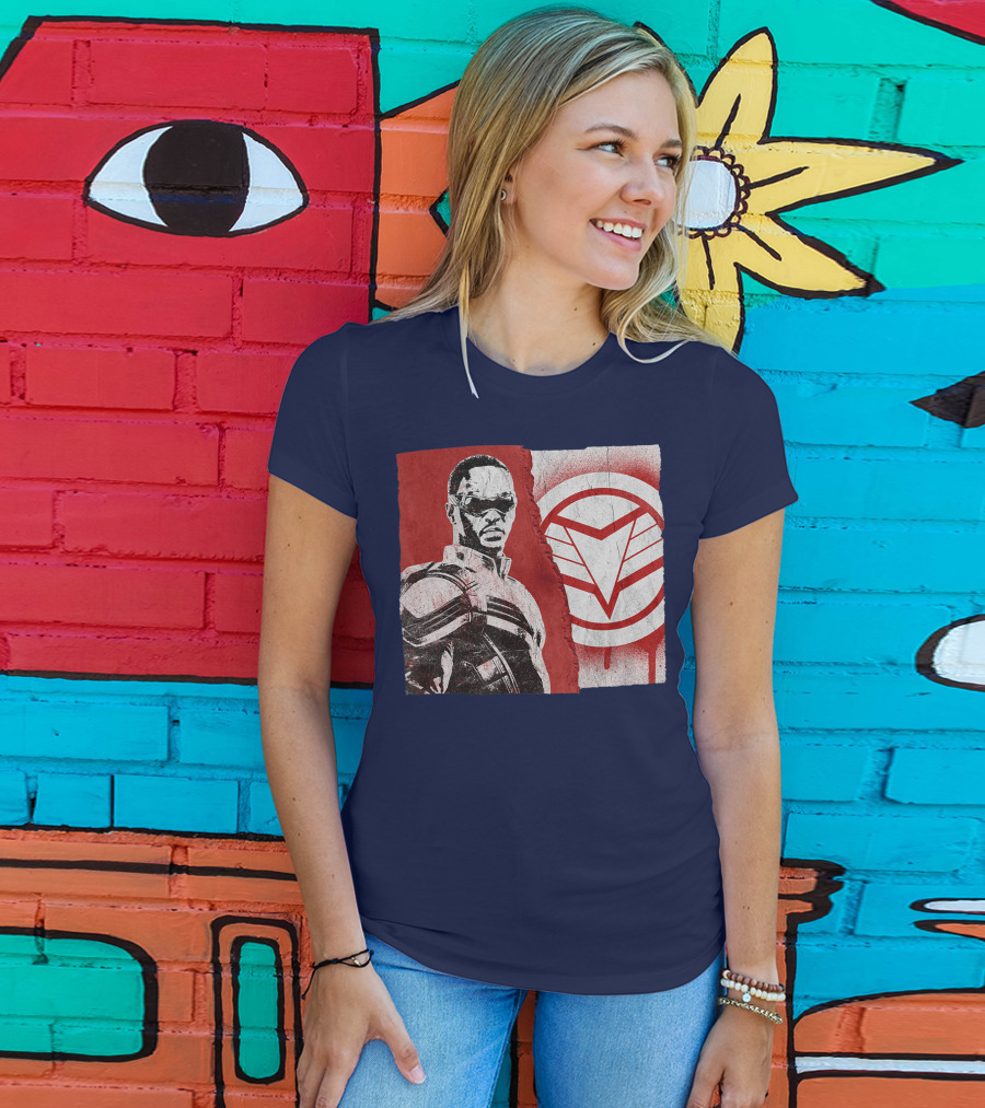 Marvel Sam Wilson The Falcon And The Winter Soldier Red White Emblem T-Shirt
