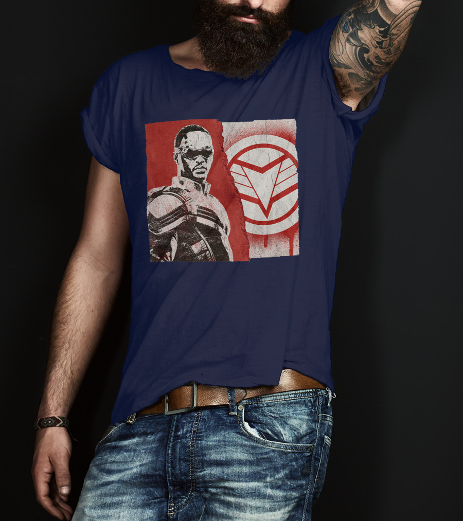 Marvel Sam Wilson The Falcon And The Winter Soldier Red White Emblem T-Shirt