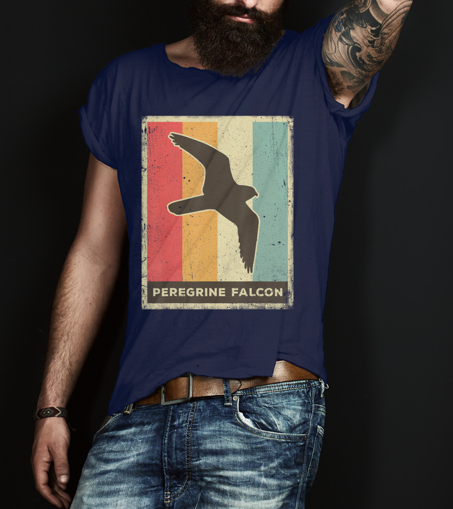 Peregrine Falcon Lover Vintage Animal Retro Stripes T-Shirt