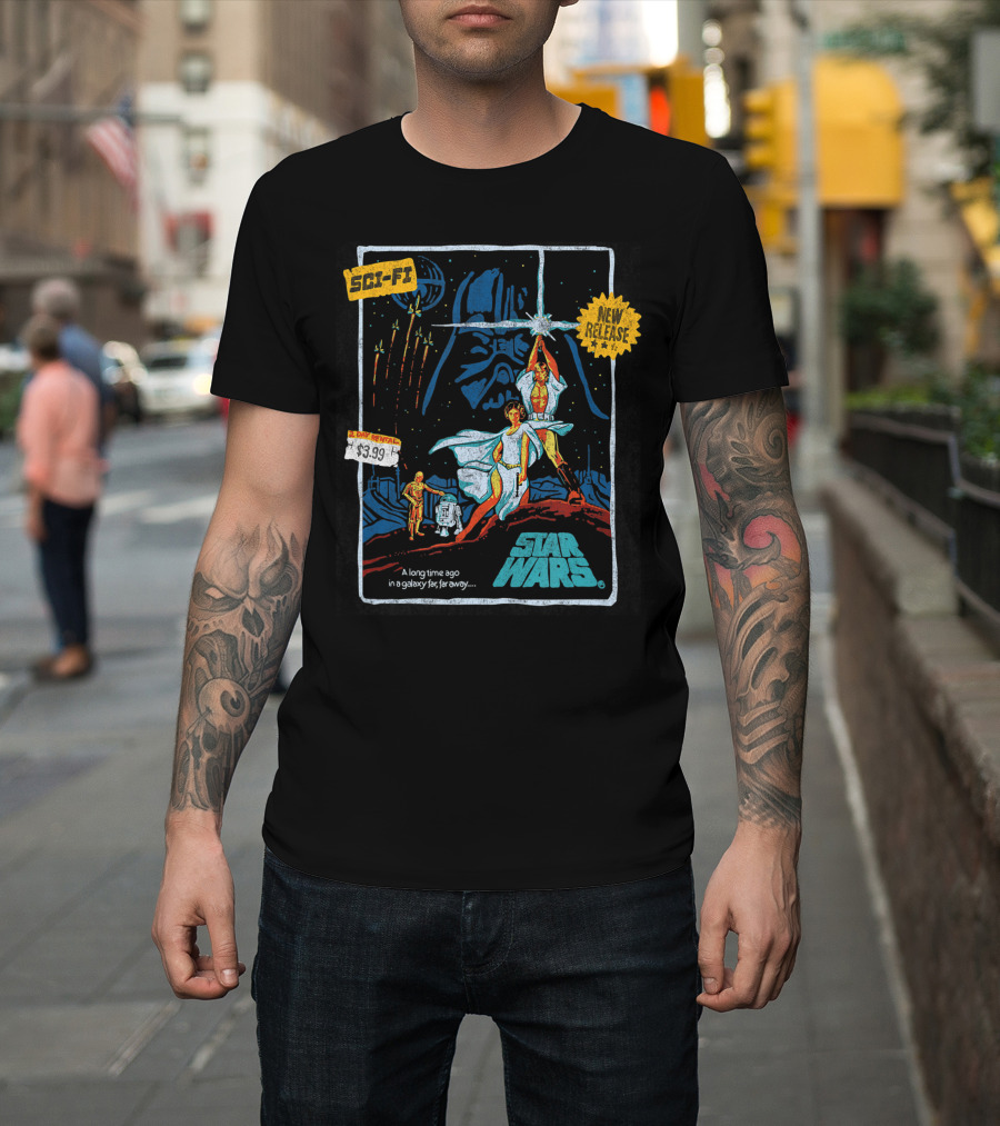 Star Wars Episode Four Luke Skywalker New Release $3.99 Vintage Sci-Fi VHS Cover T-Shirt
