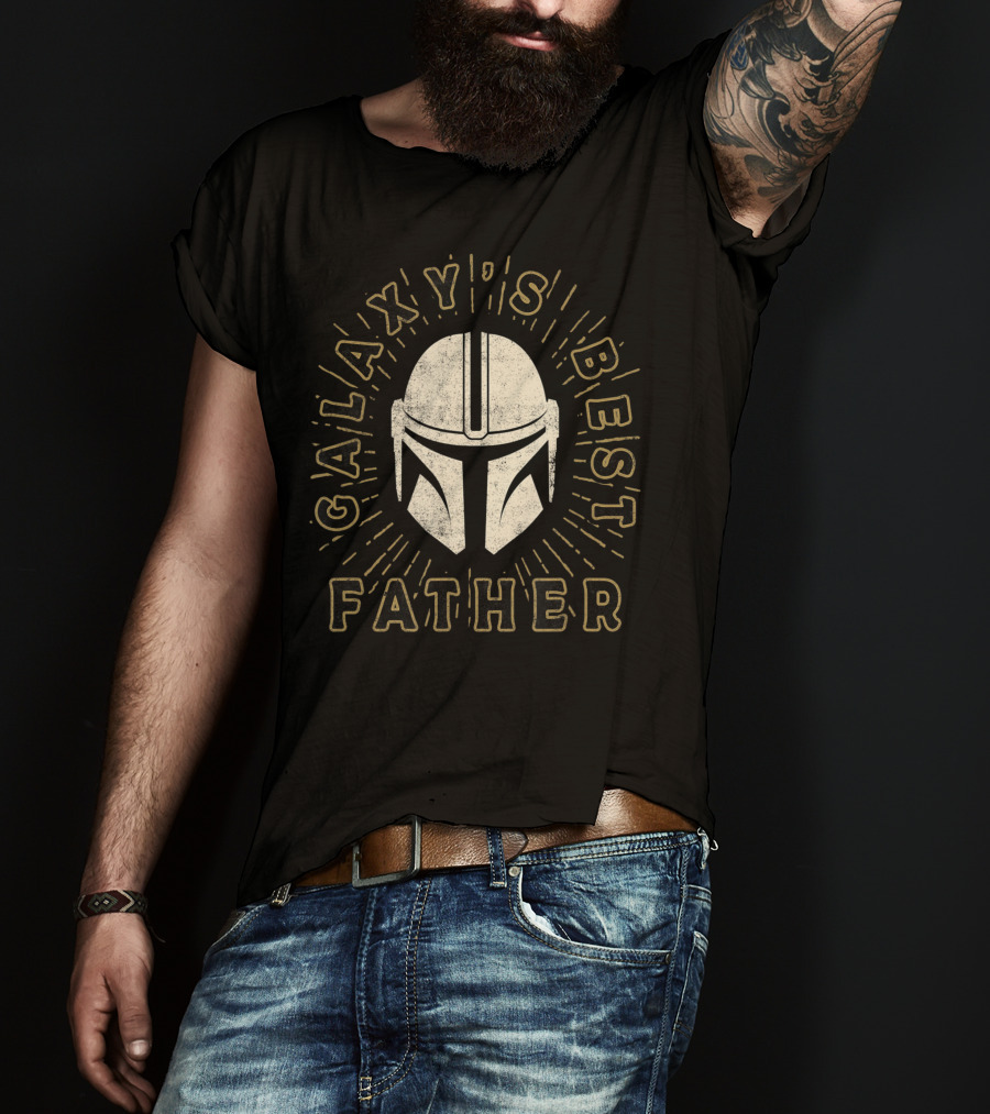 Galaxy's Best Father Star Wars The Mandalorian Helmet T-Shirt