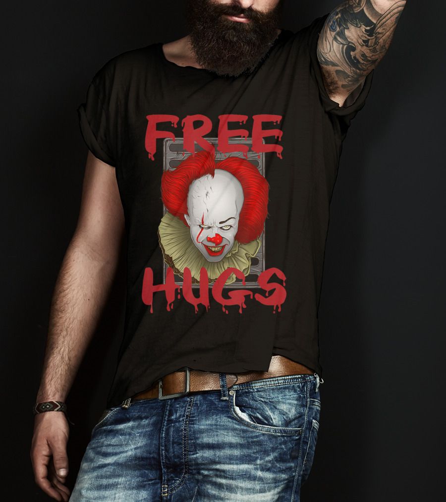 Free Hugs Halloween Evil Killer Scary Clown T-Shirt