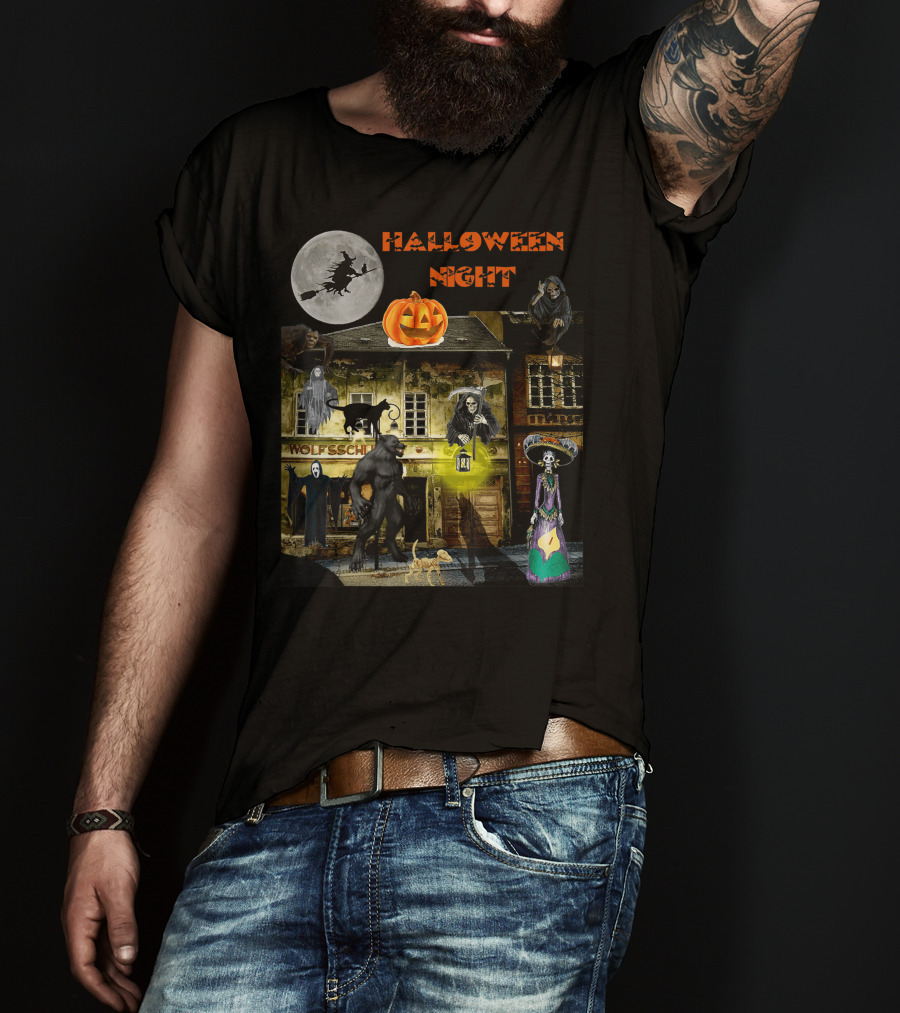 Halloween Night Haunted Classic Monsters House T-Shirt