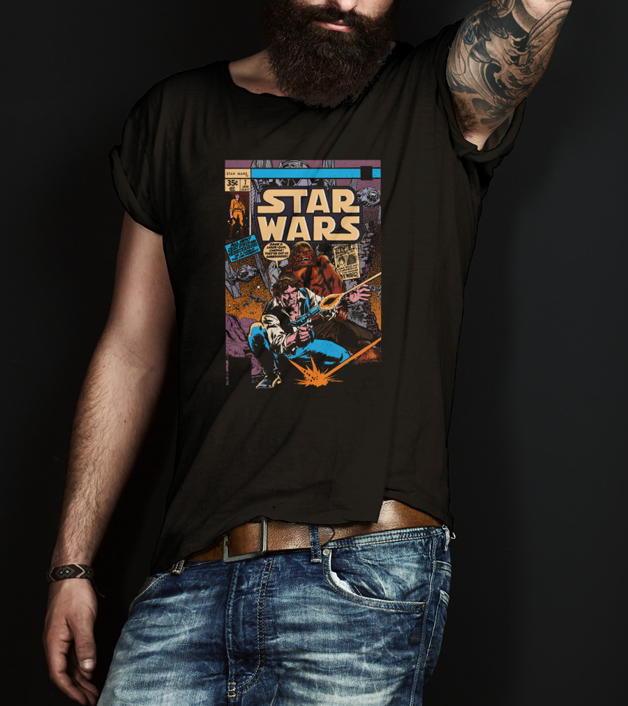Star Wars Han Solo And Chewbacca Vintage Comic Cover 35¢ Edition January Marvel T-Shirt