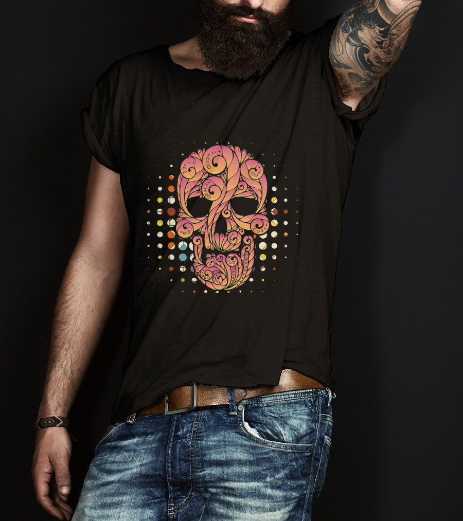 Floral Skull Psychedelic Swirls T-Shirt