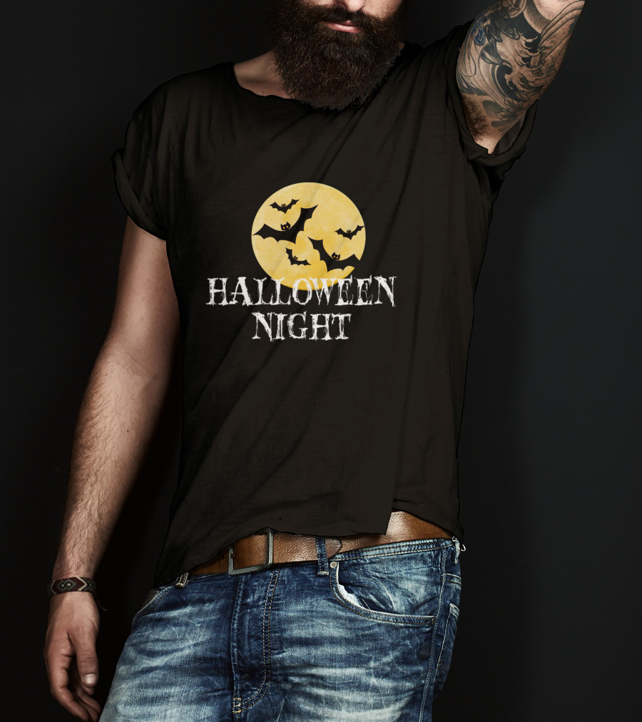 Halloween Night Horror Bats Moon T-Shirt