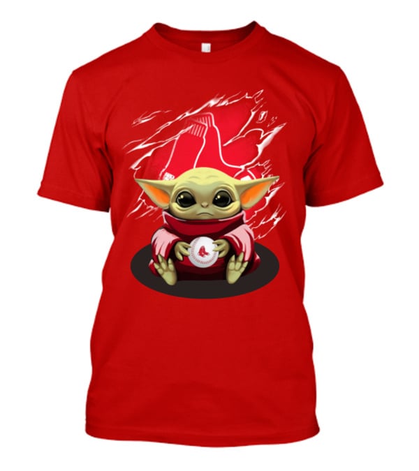 Yoda Holding Baseball In Front Of Boston Red Sox Socks T-Shirt