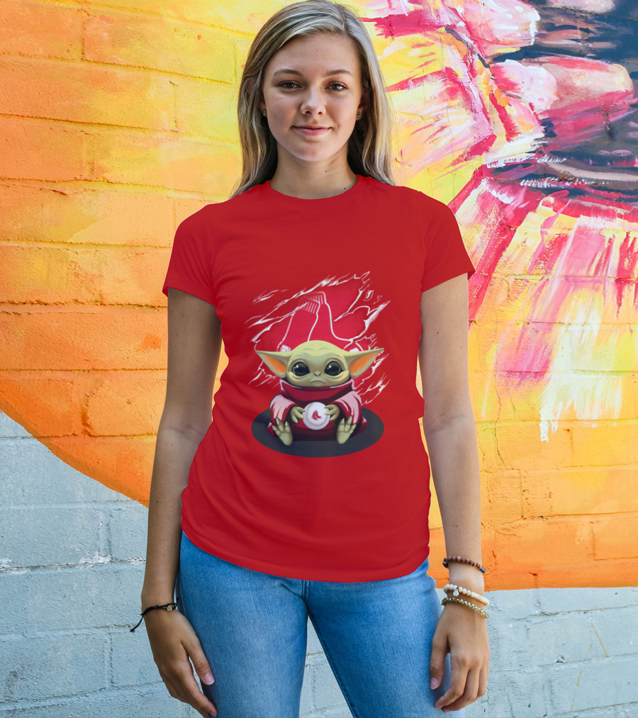 Yoda Holding Baseball In Front Of Boston Red Sox Socks T-Shirt
