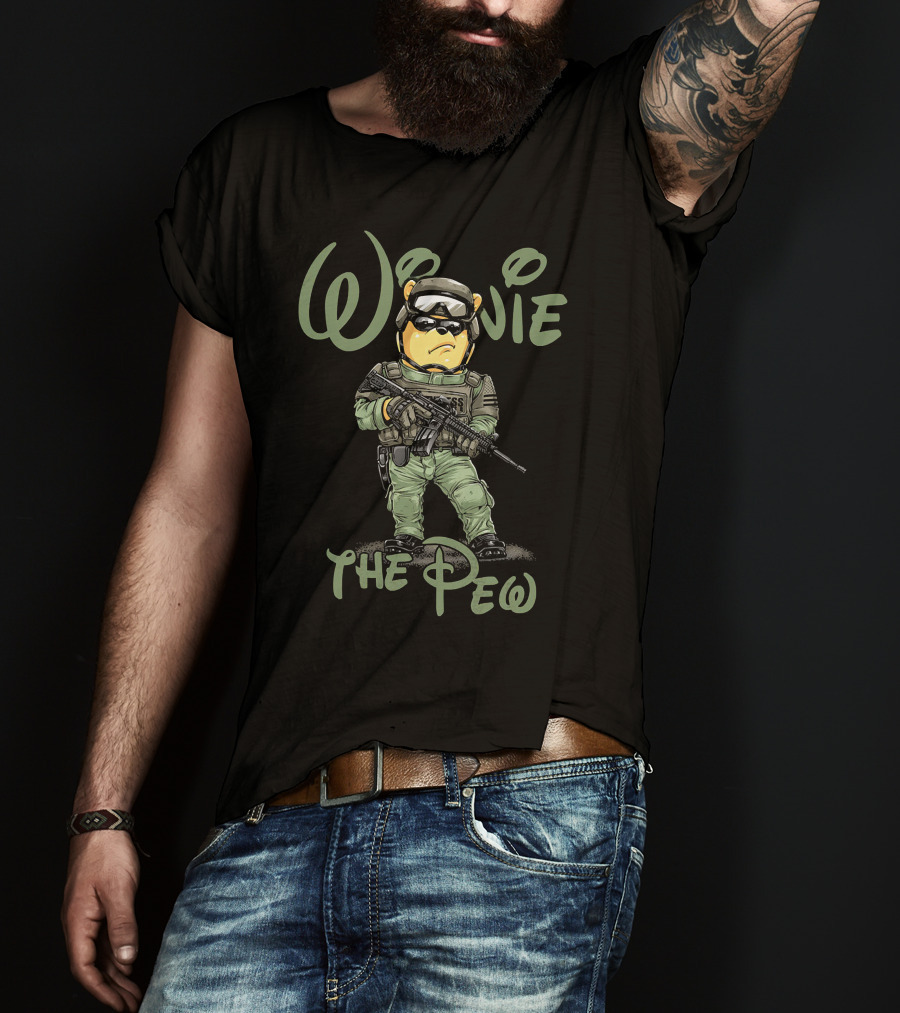 Winnie The Pew Tactical Bear With Sunglasses And Rifle T-Shirt