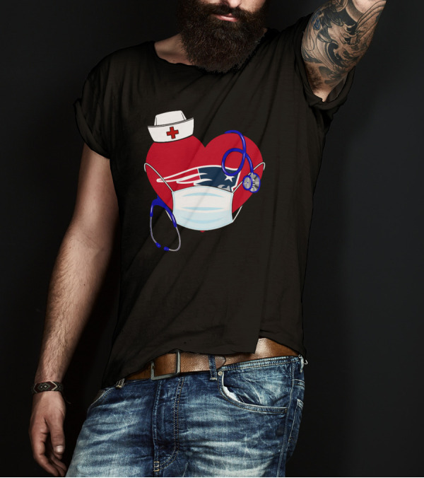 Heart Patriots Nurse Healthcare Mask Stethoscope T-Shirt