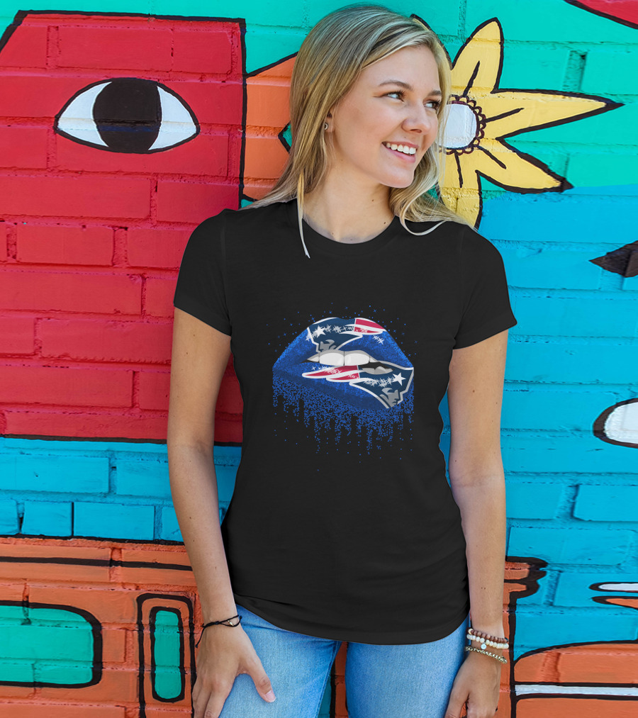 New England Patriots Blue Lips T-Shirt