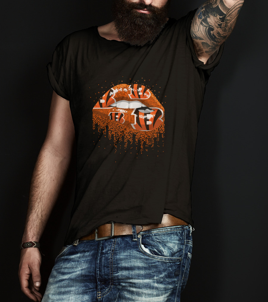 Cincinnati Bengals Tiger Stripe Lips Pattern Fan Merchandise T-Shirt