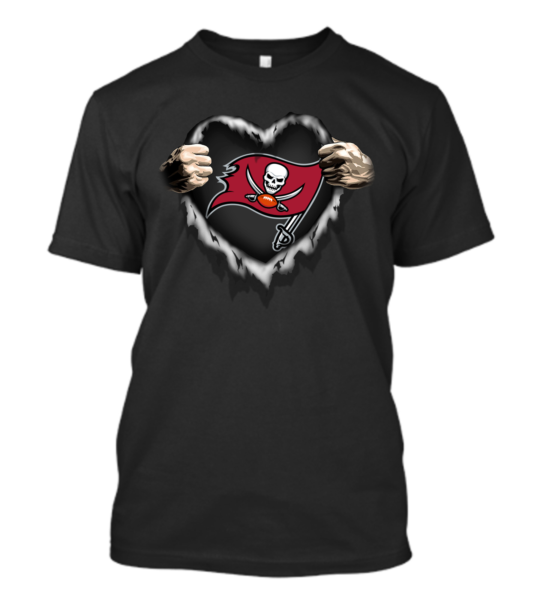 Tampa Bay Buccaneers Heart With Ripped Flag T-Shirt