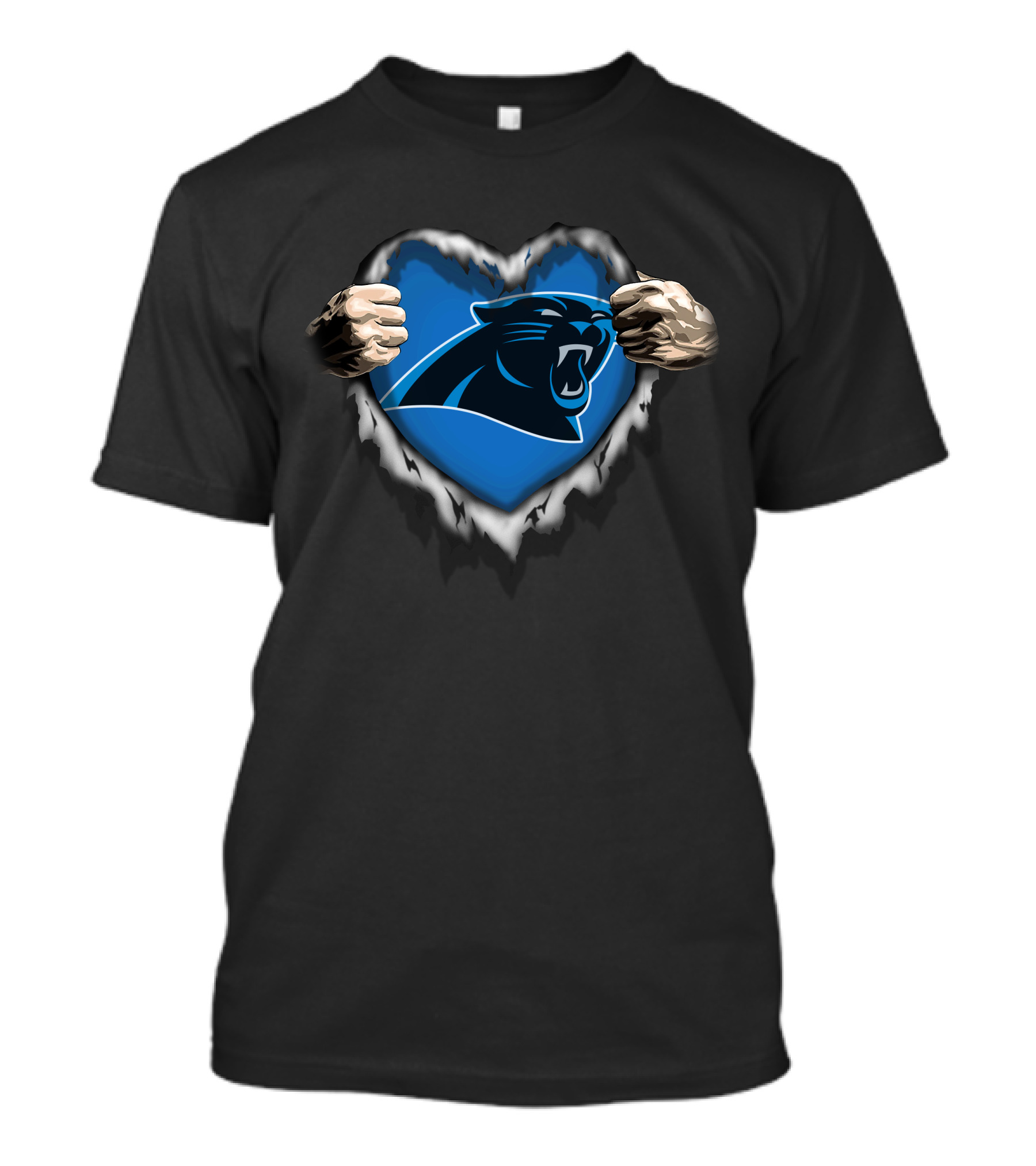 Carolina Panthers Ripped Heart T-Shirt