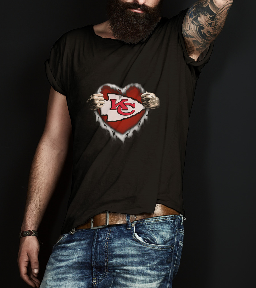 Kansas City Chiefs Heart Ripped T-Shirt