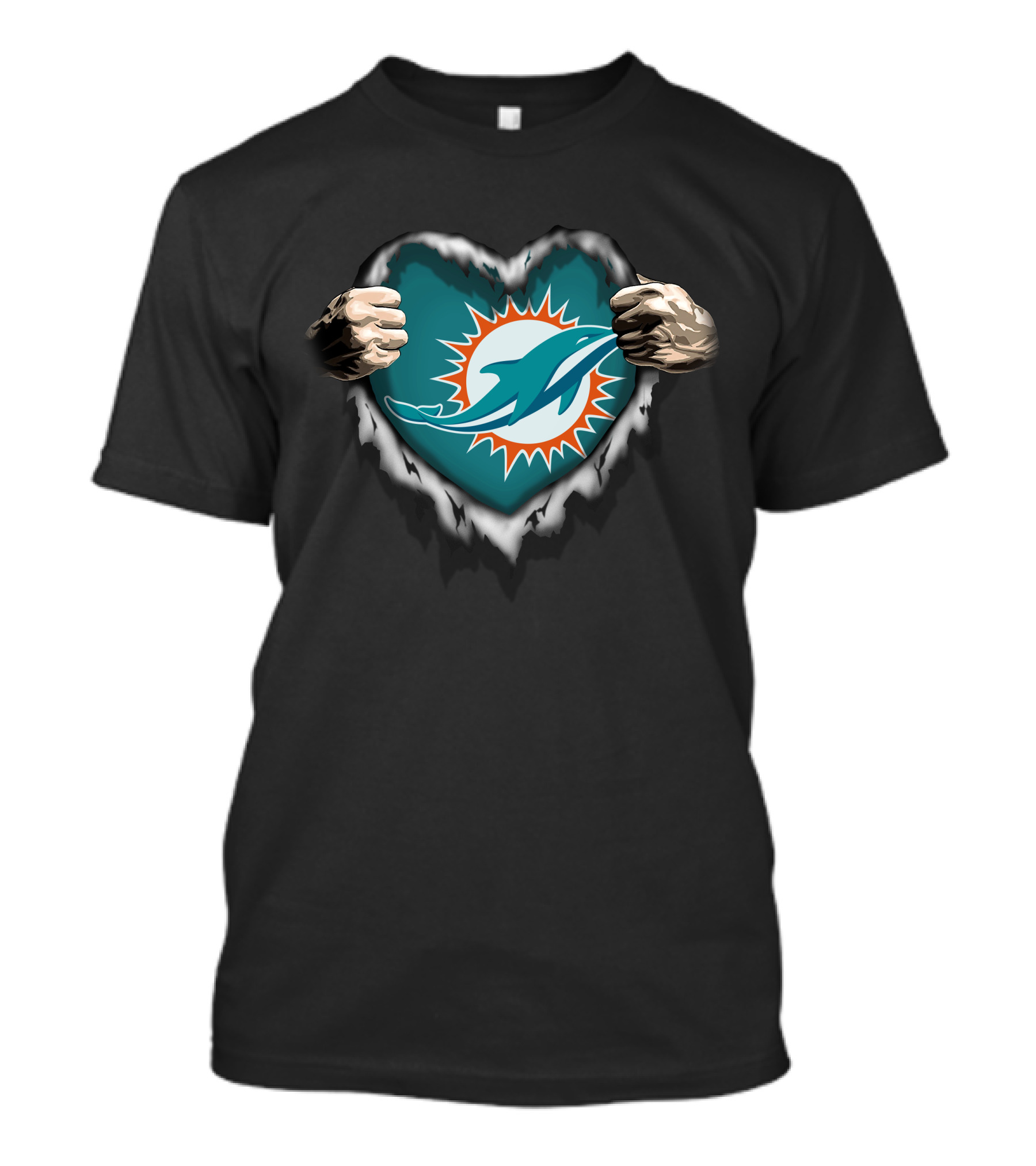 Miami Dolphins Heart Ripped T-Shirt