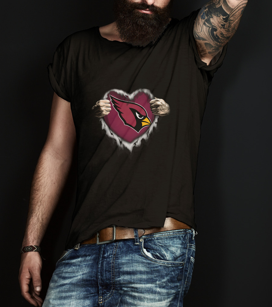 Arizona Cardinals Ripped Heart T-Shirt