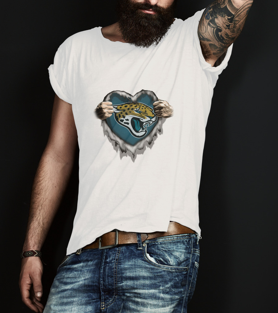 Jacksonville Jaguars Ripped Heart T-Shirt