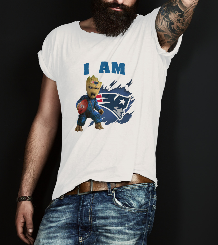 I Am Groot New England Patriots Football Character With Team T-Shirt