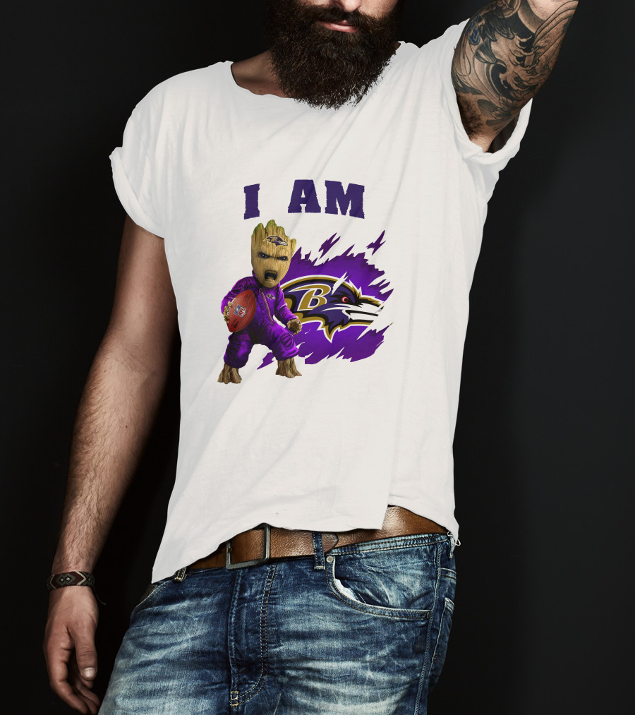 I Am Groot Baltimore Ravens Football Fan T-Shirt
