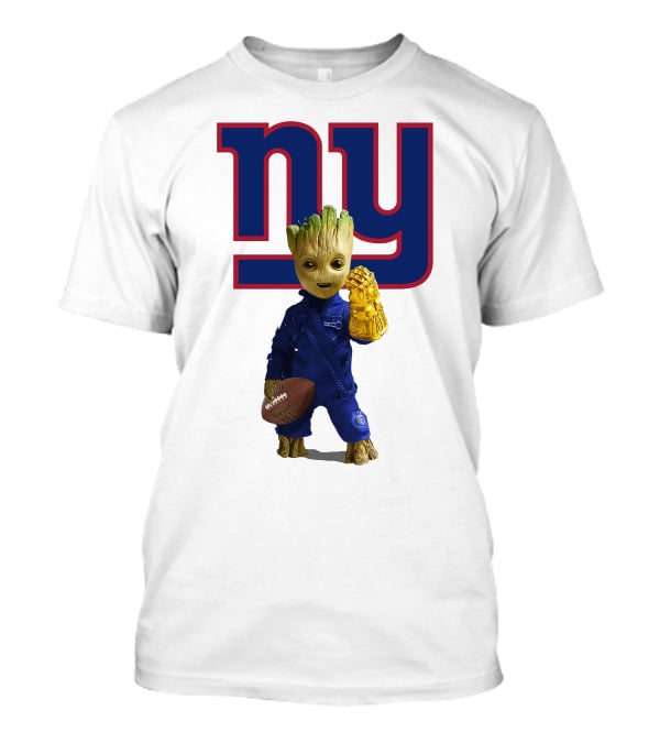 NY Giants Groot Football Infinity Gauntlet T-Shirt