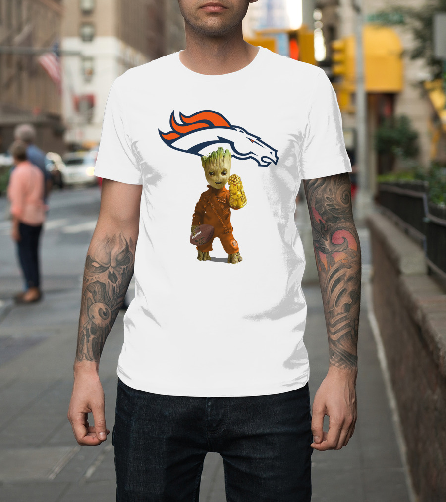 Denver Broncos Groot Infinity Gauntlet Football Fan T-Shirt