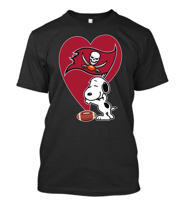 Tampa Bay Buccaneers Snoopy Heart Hug Football T-Shirt