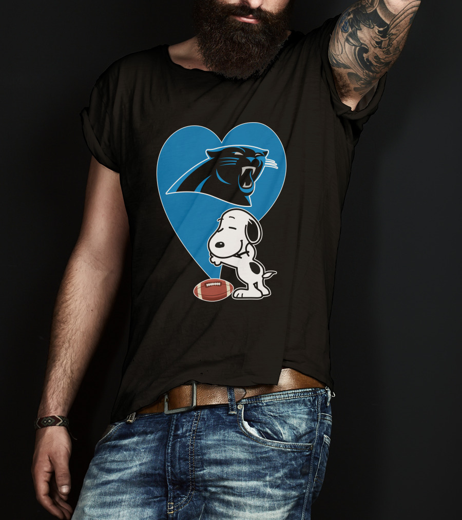 Carolina Panthers Snoopy Football Heart Hug T-Shirt