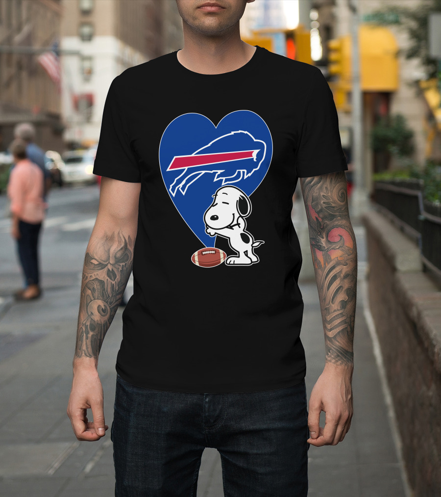 Buffalo Bills Snoopy Hug Heart Football T-Shirt