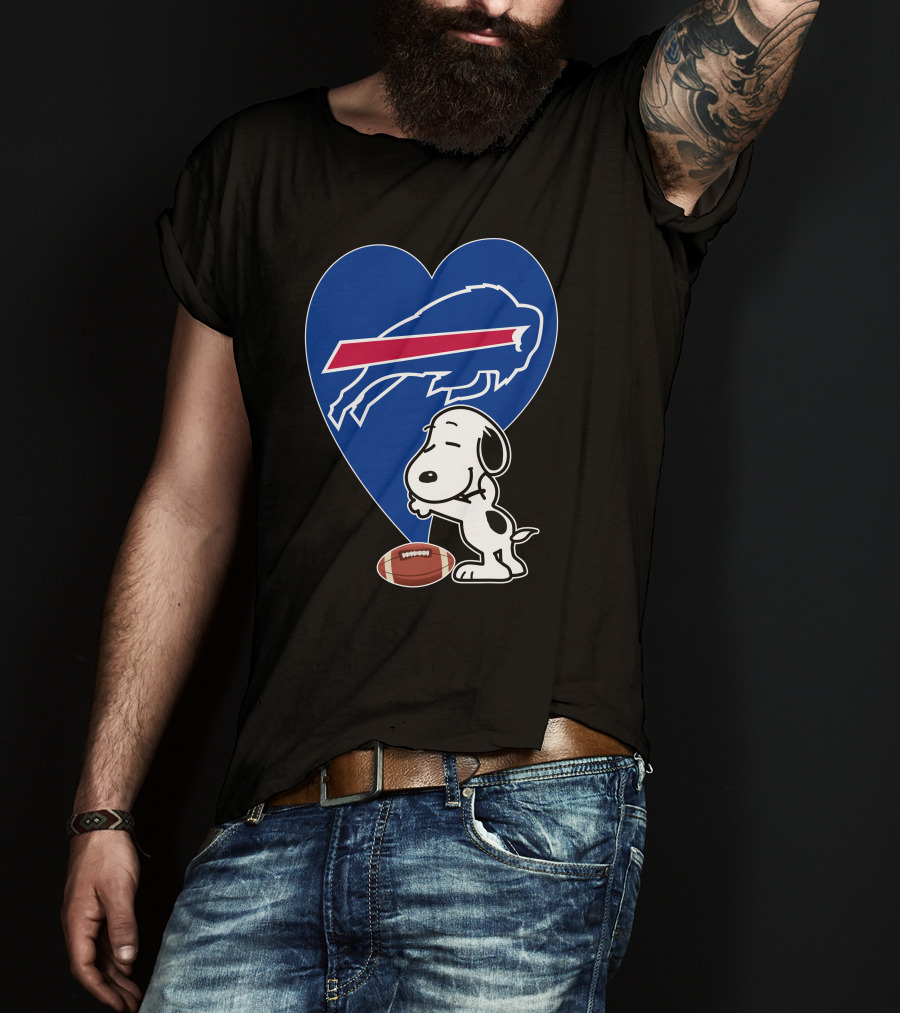 Buffalo Bills Snoopy Hug Heart Football T-Shirt