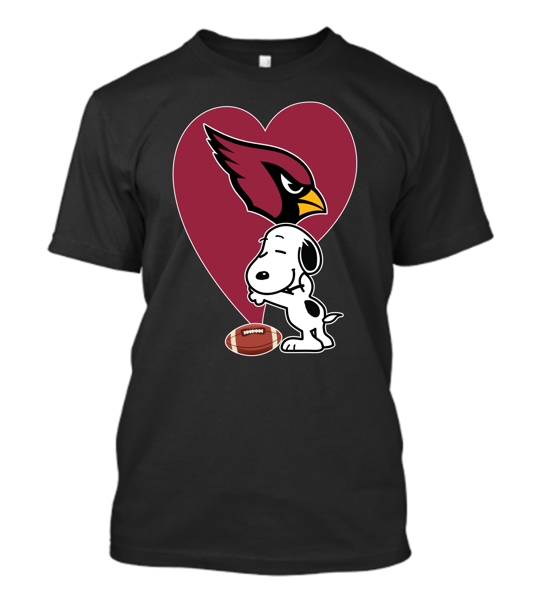 Arizona Cardinals Snoopy Hug Football Heart T-Shirt