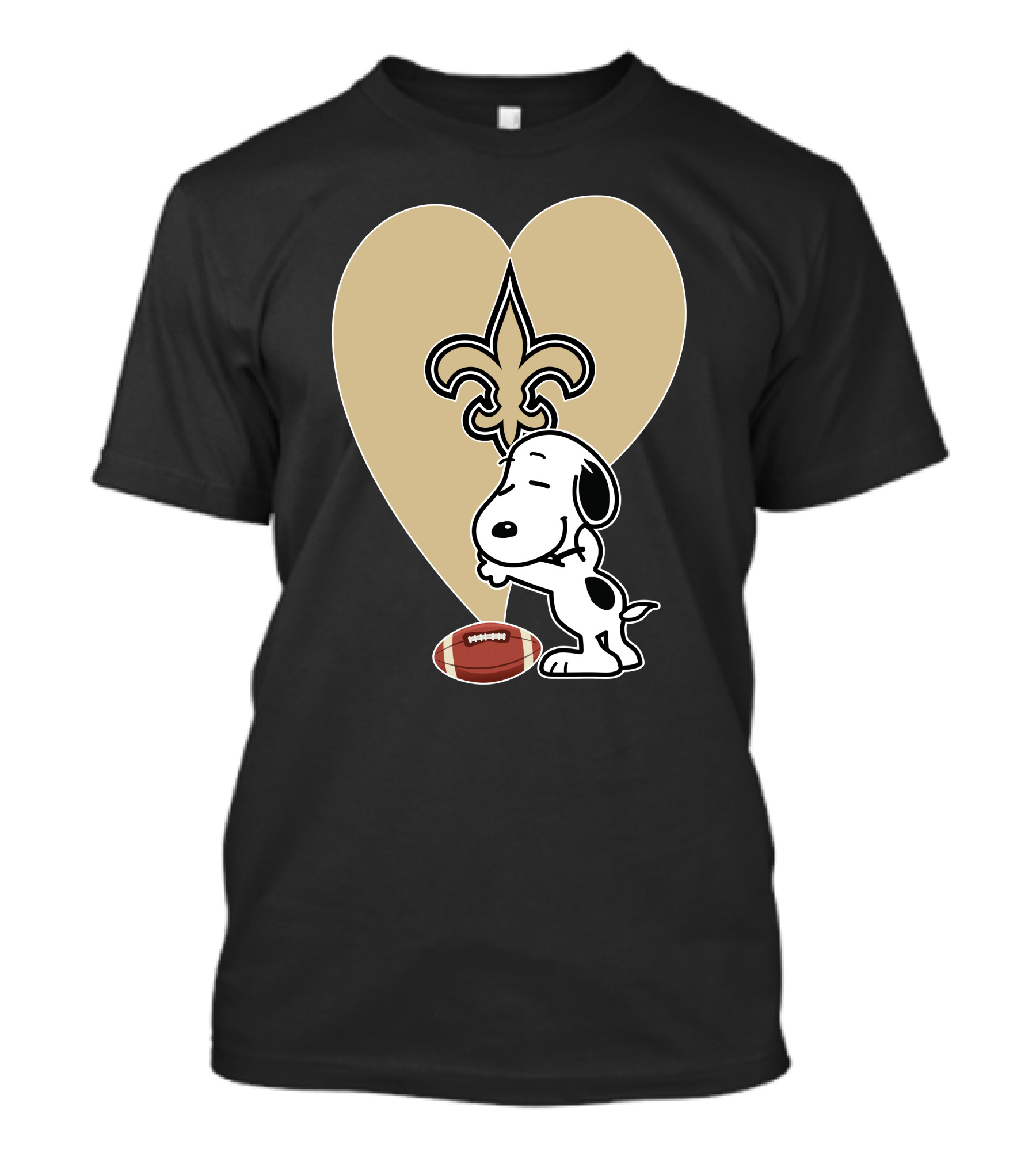 New Orleans Saints Snoopy Hug Heart Fleur-de-Lis Football T-Shirt