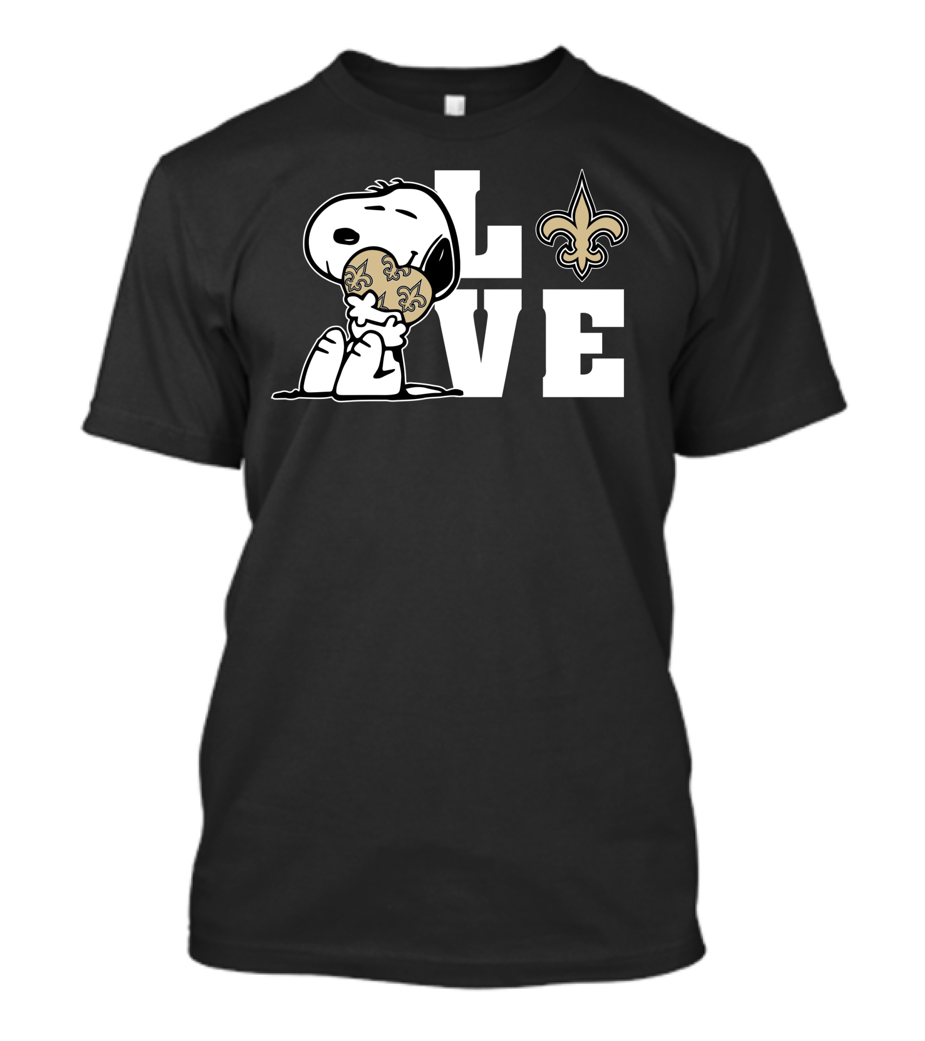 Snoopy Love New Orleans Saints Fleur-de-Lis Hug T-Shirt