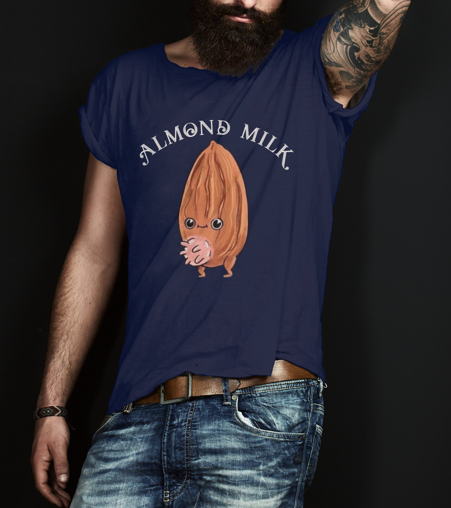ALMOND MILK Cute Cartoon Character With Large Eyes And Smiling Face T-Shirt